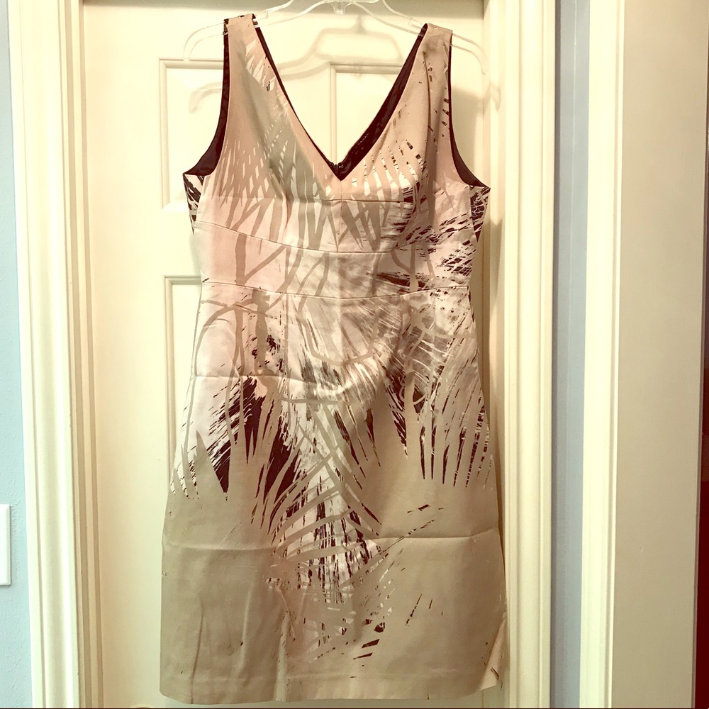 Elie Tahari Beige and Brown Sleeveless Dress